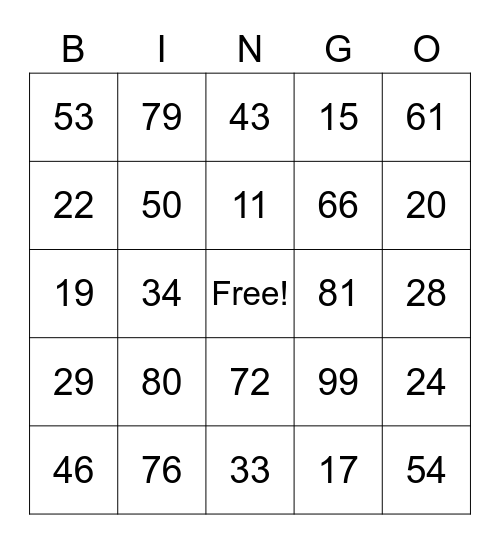 Birthday Bingo Card