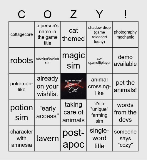 Wholesome Games Direct Bingo Card