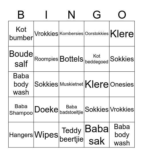 Chane se ooievaarstee Bingo Card