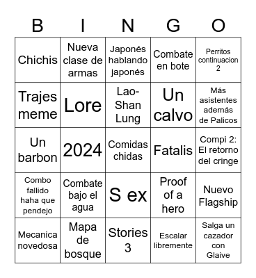 Monster Hunter chichis Bingo Card