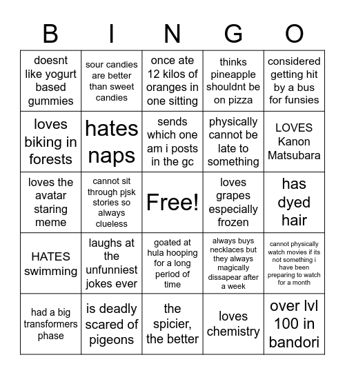 villa bingo?!?!?! Bingo Card