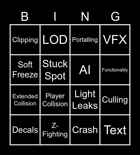Bug Bingo Card