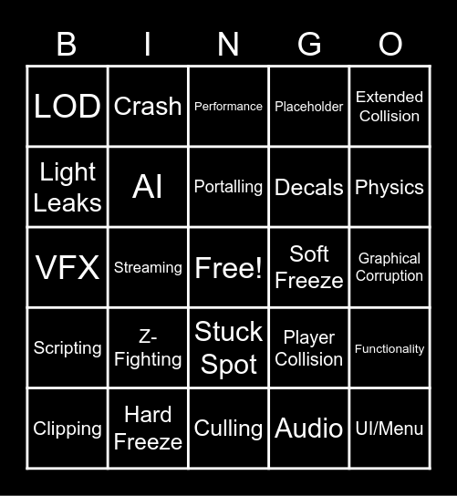 Bug Bingo Card