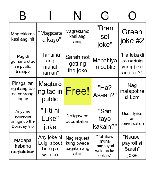 #GBHelloTaiwan Bingo Card Bingo Card