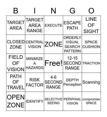 VOCABULARY  BINGO Card