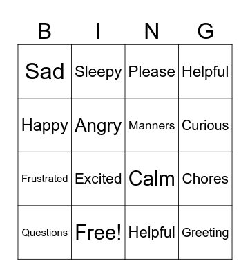 Values Review Bingo Card