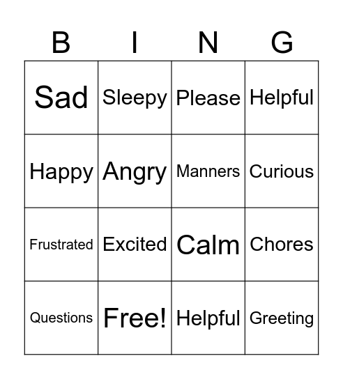 Values Review Bingo Card