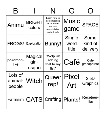 Wholesome Direct 2023 Bingo Card