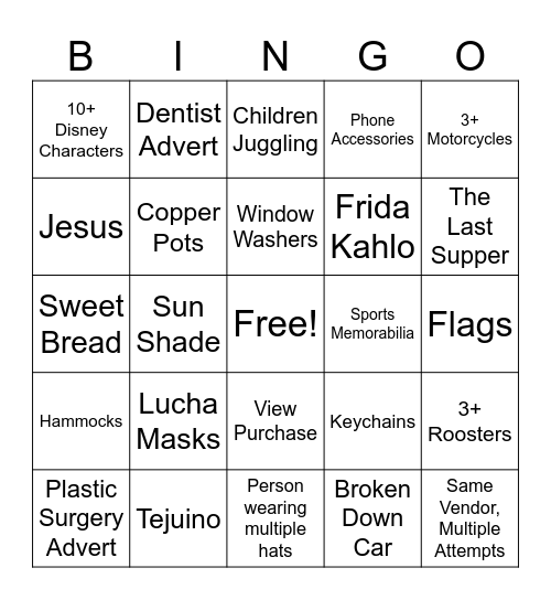 Border Bingo Card