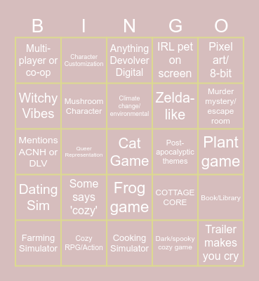 Wholesome Direct Bingo 2023 Bingo Card