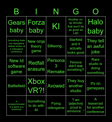 Microsoft bingo bango Bingo Card
