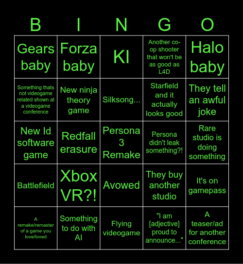 Microsoft bingo bango Bingo Card