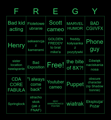 FNAF FILM BINGO Card