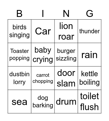 Everyday sounds Bingo Card