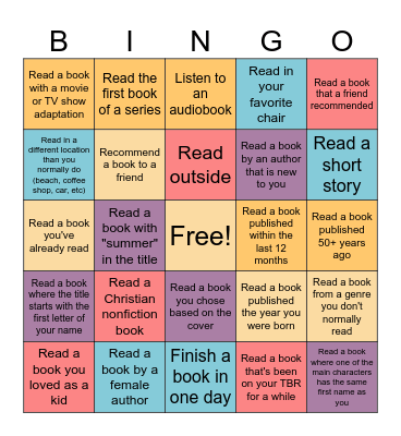 Summer 2023 Reading Bingo Card