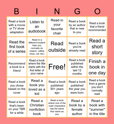 Summer 2023 Reading Bingo Card