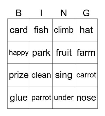 click 3 Bingo Card
