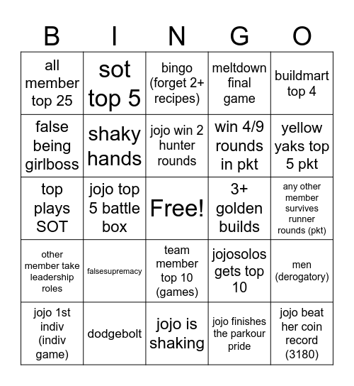 YELLOW YAKS MCCP23 Bingo Card