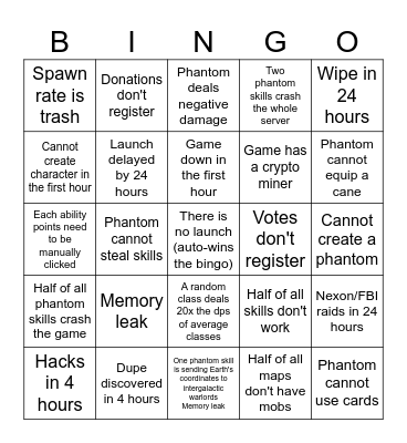 Amoria MS launch bingo Card