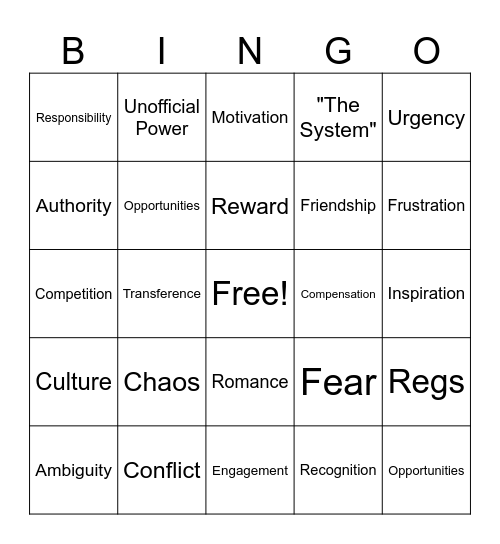 Workplace Bingo Card