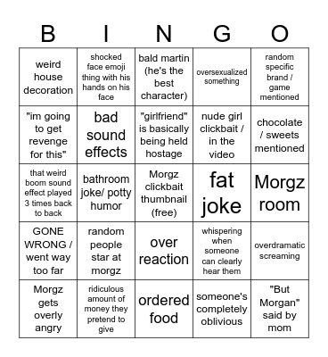 Morgz bingo Card