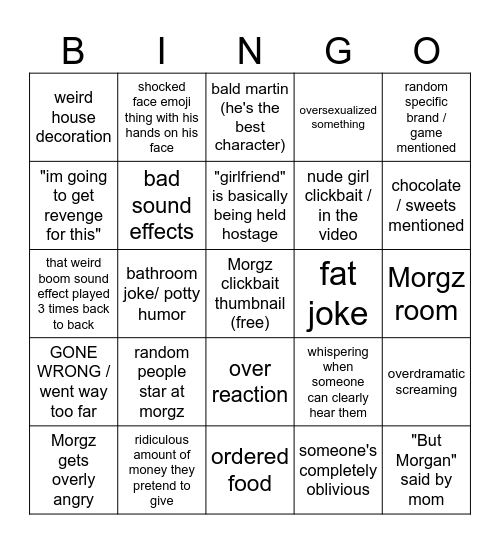 Morgz bingo Card