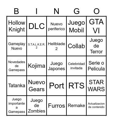 Xbox Game Showcase 2023 Bingo Card