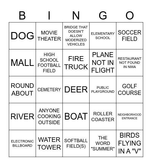 CODE BLUE ROAD TRIP Bingo Card