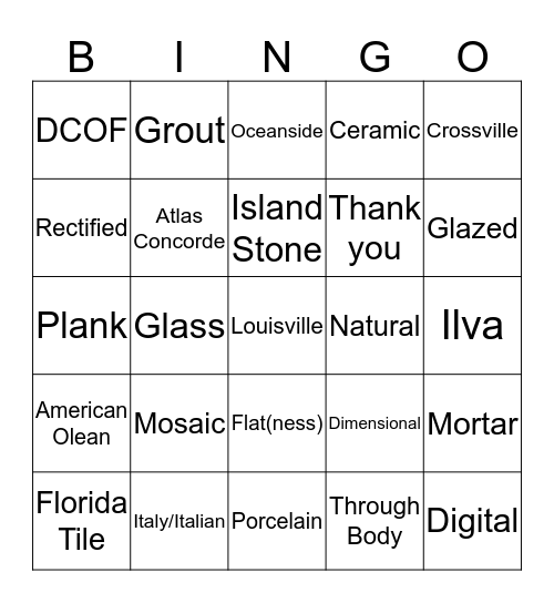 Louisville Tile Bingo! Bingo Card