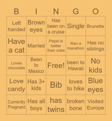 Baby Bingo! Bingo Card