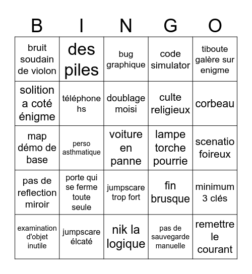 bingo horreur beyond the devil Bingo Card