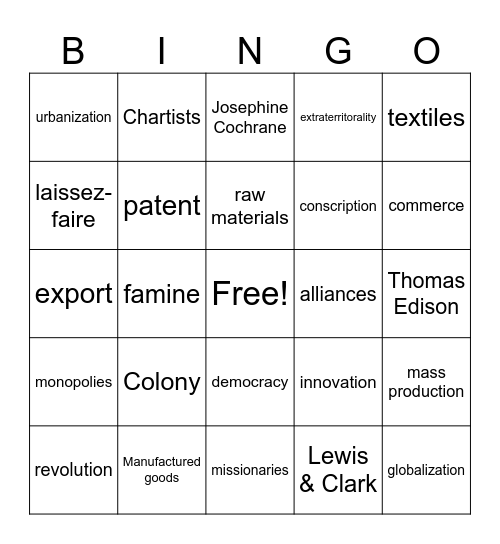 I&S BINGO 1 Bingo Card