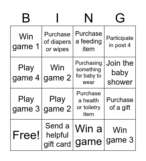 Baby BINGO! Bingo Card