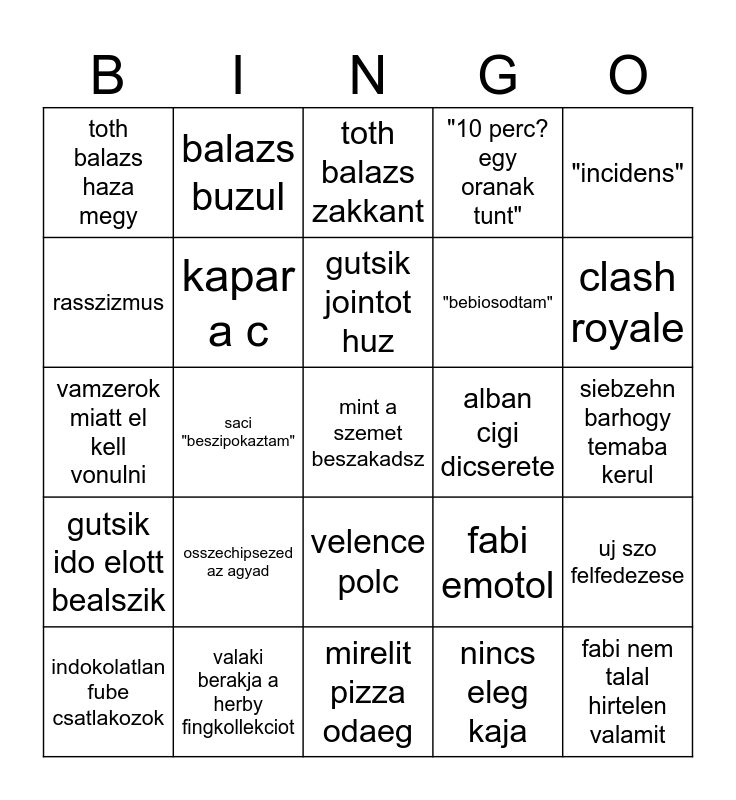 fuves cigi bingo Card