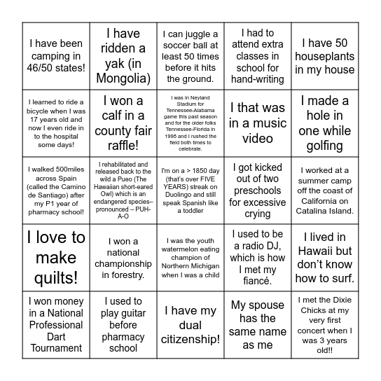 P-G-Y-DONE Bingo Card