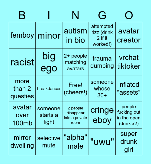 drinking bingo Card