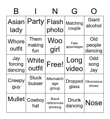 Horrible People Bingo Card