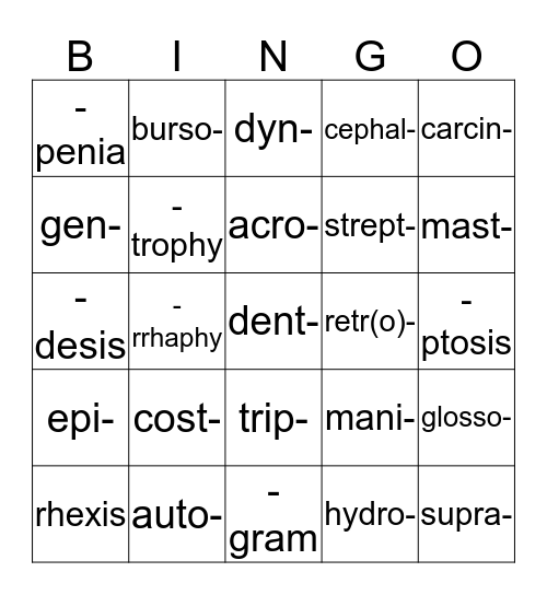 Lesson Three Bingo Card