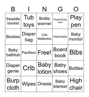 It’s a girl! Bingo Card