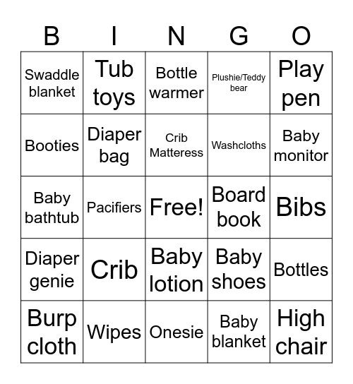 It’s a girl! Bingo Card