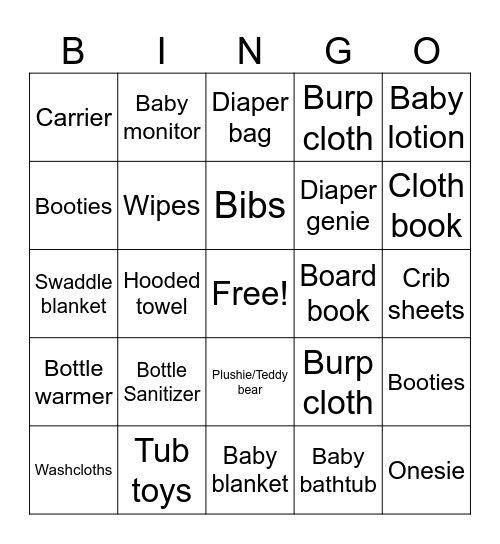 It’s a girl! Bingo Card