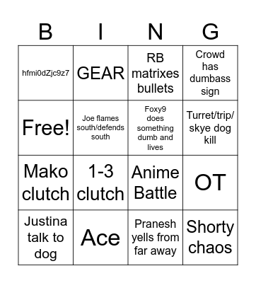 BING o Bingo Card
