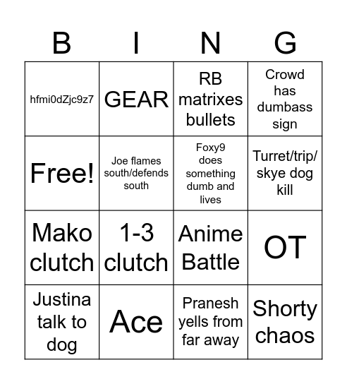 BING o Bingo Card