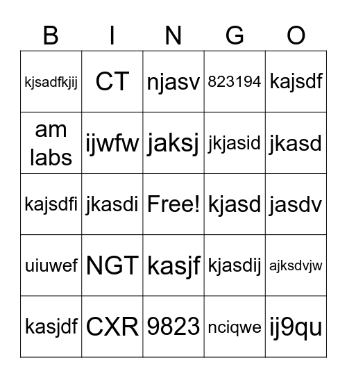 MEDICAL STUDENT BINGO Card