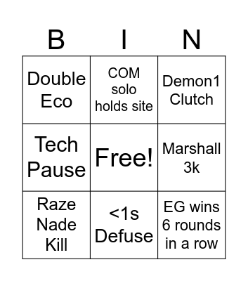 Team South Bingo Card