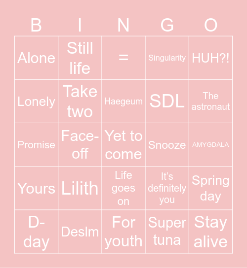 TRAIN Bingo Card