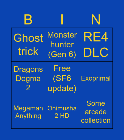 Capcom Bingo Card