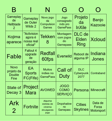 XBOX SHOWCASE 2023 Bingo Card
