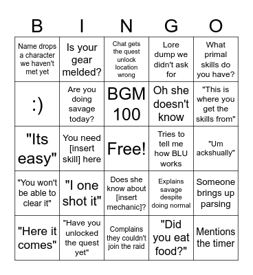 ATHENA'S ENDWALKER BINGO Card