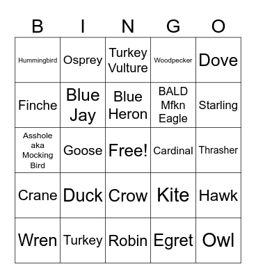 Himbo Birdie Bingo ‘23 Bingo Card